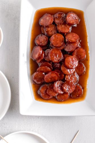 3-INgredient Brown Sugar Glazed Kielbasa Bites