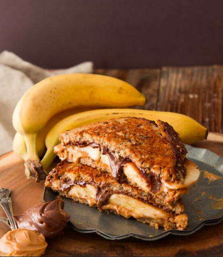 Grilled Peanut Butter Nutella and Banana Sandwich