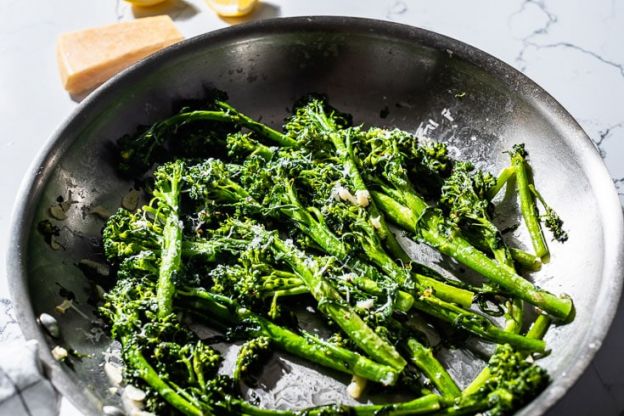 Simple Sauteed Broccolini with Garlic and Parmesan