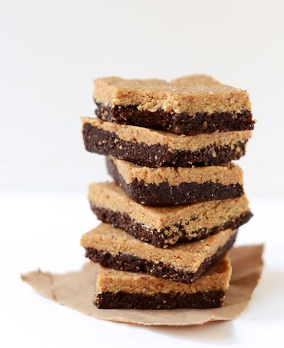 2-Layer No-Bake Peanut Butter Brownie Bars