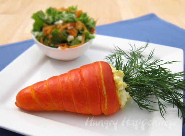 Crescent roll carrots with egg or ham salad