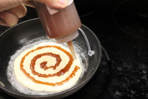 Apple butter swirled pancakes