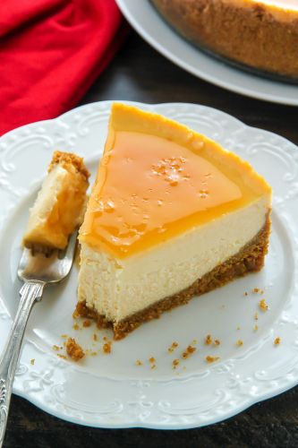 Salted Caramel Eggnog Cheesecake