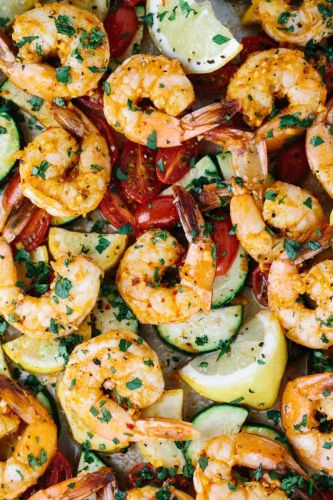 One Pan Roasted Spicy Garlic Shrimp