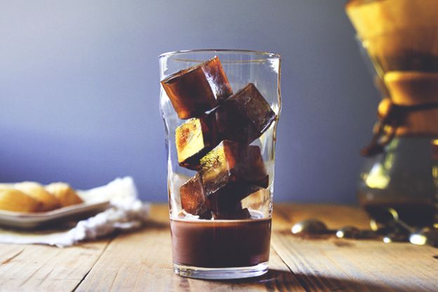 Iced mocha with coffee cubes