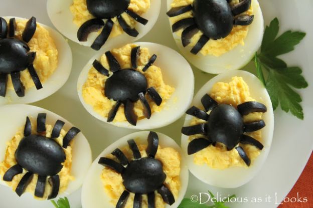 Halloween spooky spider deviled eggs