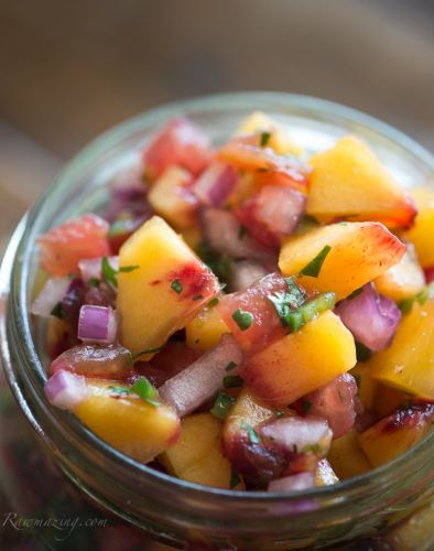 Peach Salsa with Raw Veggie Crackers