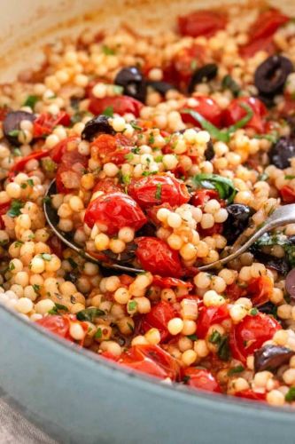 Israeli Couscous with Tomato and Olives