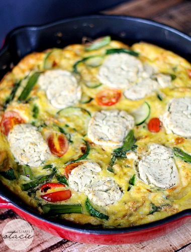 Spring vegetable and goat cheese frittata