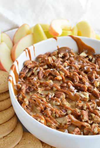 Salted caramel pecan cheesecake dip