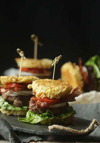 Mini Ramen Burger Sliders