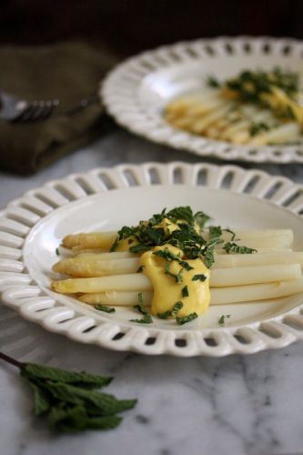 White Asparagus with Herby Sabayon Sauce