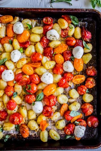 Sheet Pan Gnocchi with Cherry Tomatoes and Mozzarella