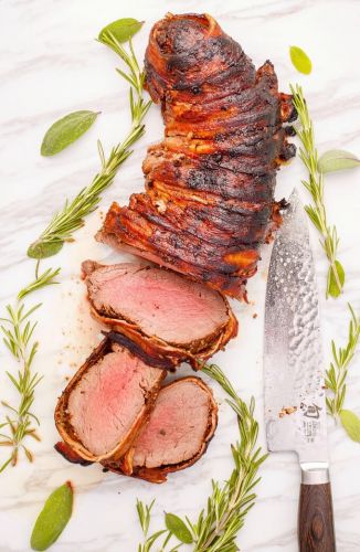 Bacon-Wrapped Balsamic and Rosemary Beef Tenderloin