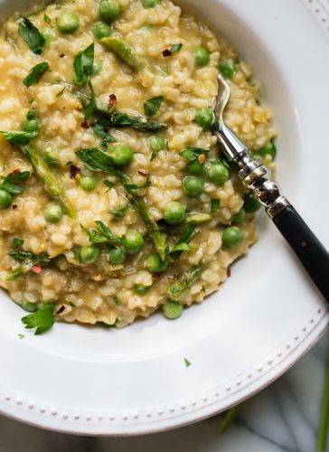 Spring pea and asparagus risotto