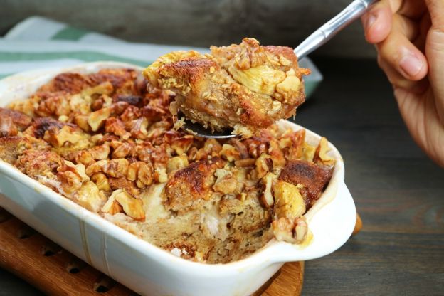 Banana Walnut Bread Pudding