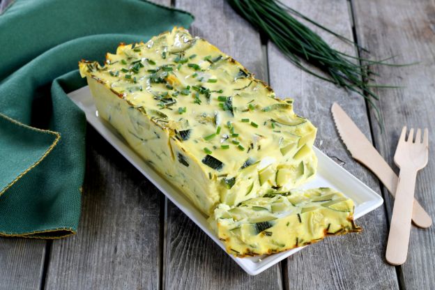 Cheesy Zucchini Flan with Chives & Feta