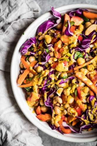 Chopped Thai Chickpea Salad with Curry Peanut Dressing