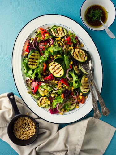 Grilled summer vegetable salad with balsamic vinaigrette