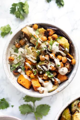 Sheet Pan Miso Roasted Vegetable & Cauliflower Rice Bowls