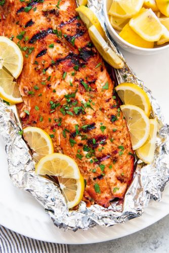 Grilled Soy Brown Sugar Salmon in Foil