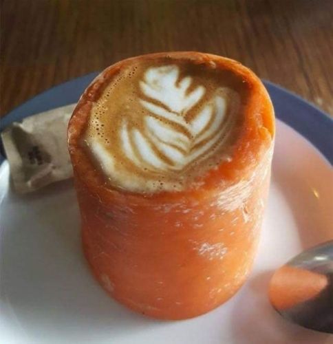 Coffee served in a carrot