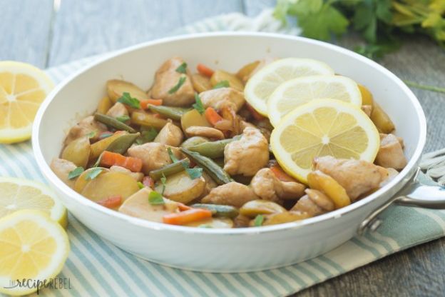 30 Minute Honey Lemon Chicken and Potato Skillet