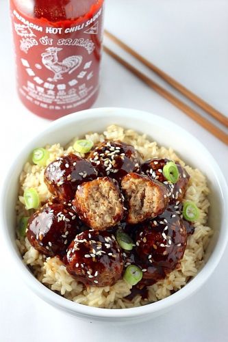 Sriracha Teriyaki Meatball Bowls