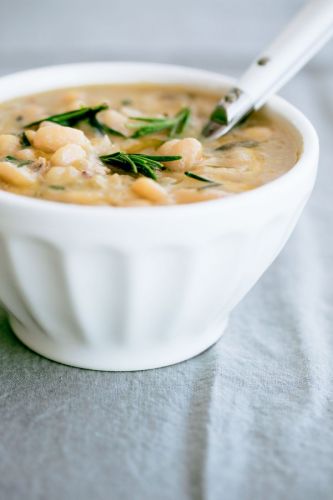 Slow Cooker Cannellini Bean Soup with Fresh Rosemary