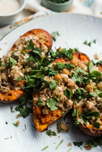 Tahini Stuffed Sweet Potatoes