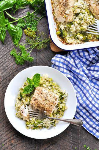 Dump-and-Bake Italian Fish with Broccoli and Rice