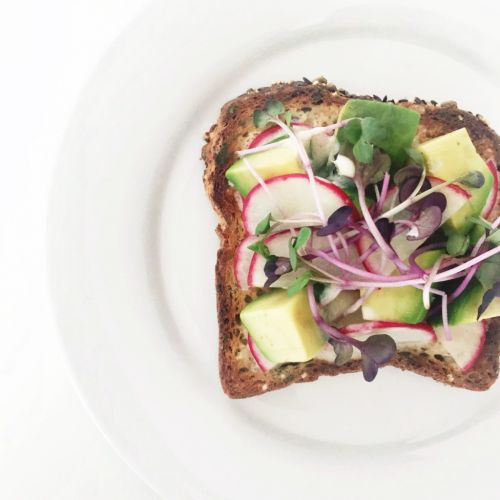 Avocado Toast with Radish, Mint and Coconut Mayonnaise