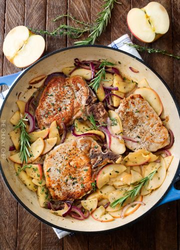 One Pan Pork Chops With Apples and Onions