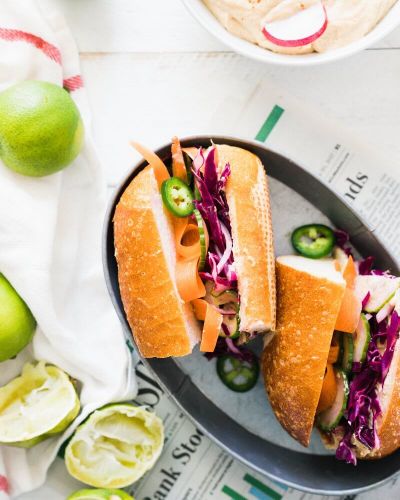 Vegan Banh Mi Sandwich with Ginger Lime Hummus