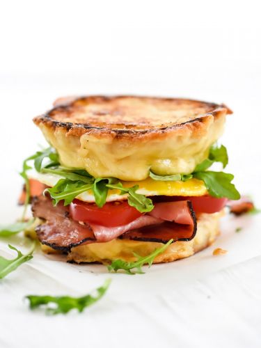 Ham and Smoked Gouda Grilled Cheese Breakfast Sandwiches