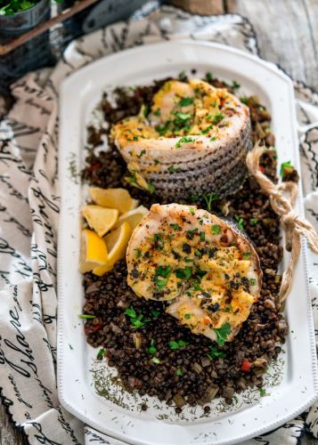 Blue Pointe Stuffed Striped Sea Bass