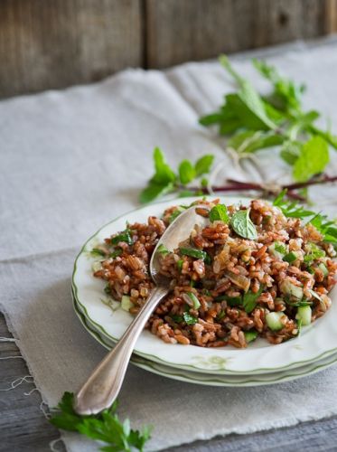 Red rice Salad with Mint and Shallot Vinaigrette