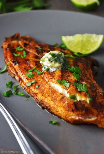 Grilled Blackened Catfish with Cilantro Lime Butter