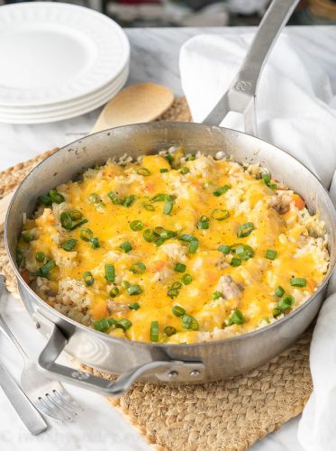 Cheesy Pork and Rice Skillet