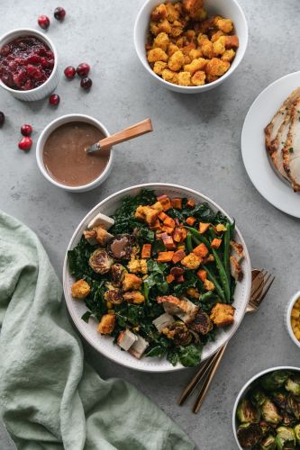 Thanksgiving Leftovers Kale Salad