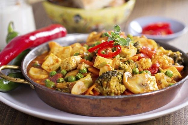 Pumpkin curry with tofu and mixed veggies