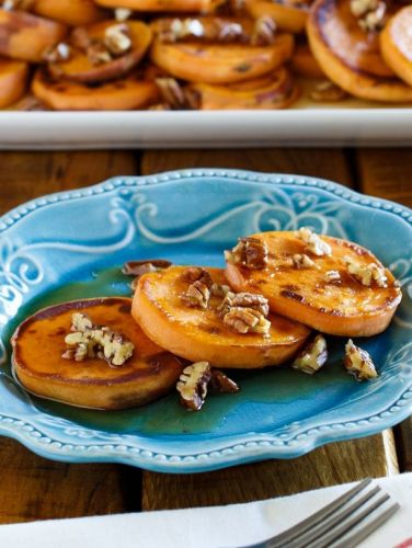 Melting Sweet Potatoes With Maple Pecan Drizzle