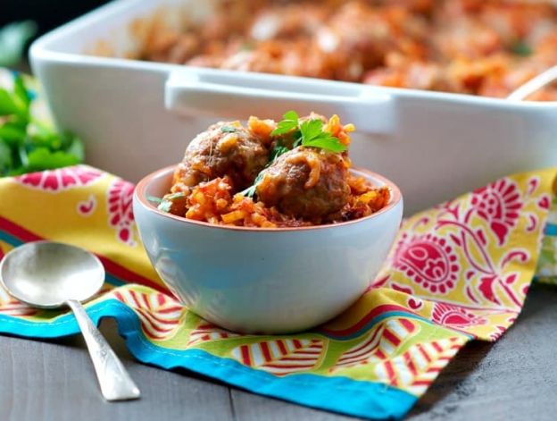 Dump ANd Bake Italian Meatball And Rice Casserole