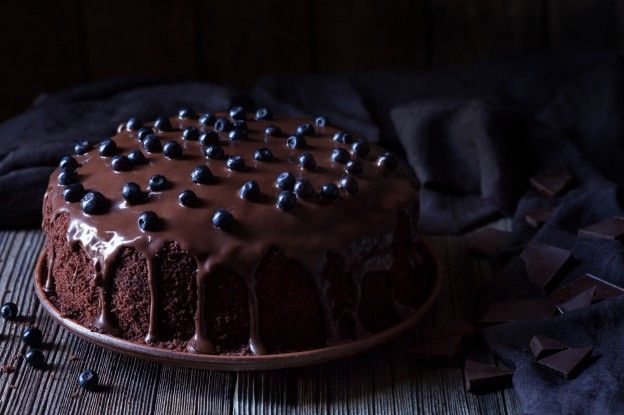 Decadent blueberry chocolate cake