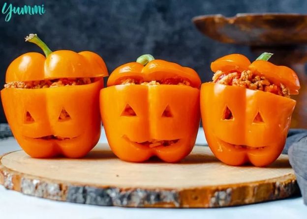 Halloween Stuffed Peppers Jack O Lanterns