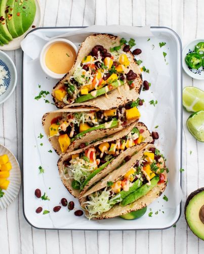 Spicy Mango, Black Bean & Avocado Tacos