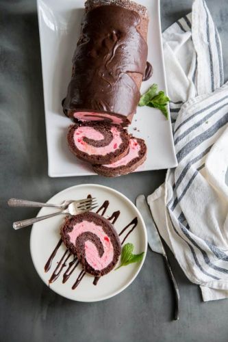 Chocolate Peppermint Ice Cream Cake Roll