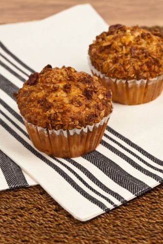 Peach and oatmeal muffins