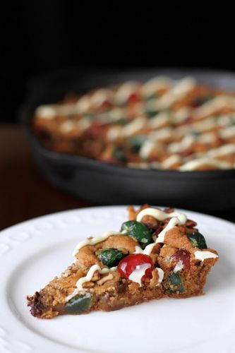 Christmas Fruitcake Chocolate Chip Skillet Cookie