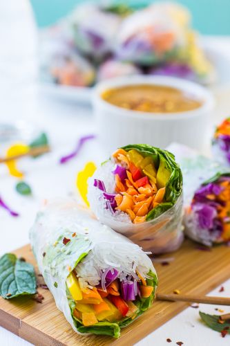 Fresh Spring Rolls with Peanut Ginger Sauce